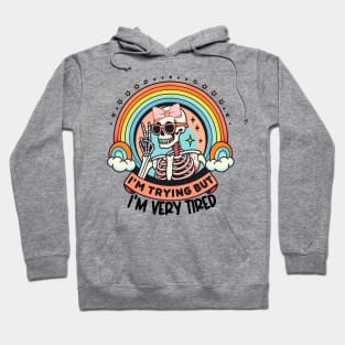 "I'm Very Tired" Skeleton and Rainbow Hoodie